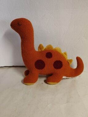 Anthropologie Derrick The Dinosaur Plush Stuffed Animal Knit Orange 10"